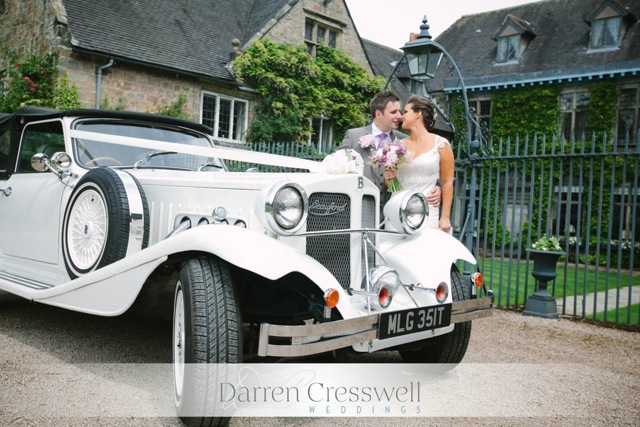 Bride & Groom with Wedding Car, Bonnie, in Derbyshire