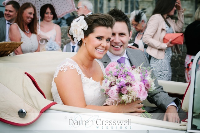 The Bride & Groom about to start their escape journey in Bonnie, in Derbyshire